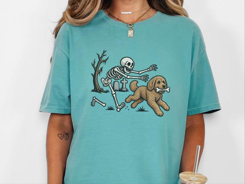 Labradoodle Skeleton Shirt, Spooky Labradoodle Dog Gift, Skeleton Dog Tee, Halloween Dog Shirt, Labradoodle Mom Owner Art, Funny Dog Shirt image 8