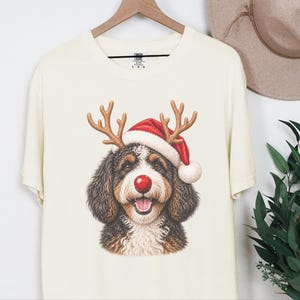 Bernedoodle Christmas Shirt, Christmas Bernedoodle Gift, Bernedoodle Mom Sweatshirt, Festive Dog Crewneck, Santa Paws Holiday Tee image 2