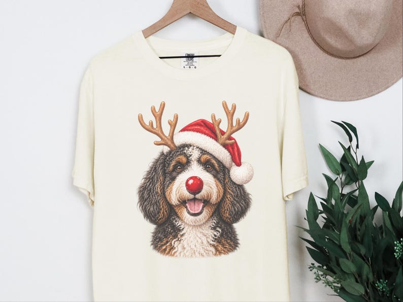 Bernedoodle Christmas Shirt, Christmas Bernedoodle Gift, Bernedoodle Mom Sweatshirt, Festive Dog Crewneck, Santa Paws Holiday Tee image 2
