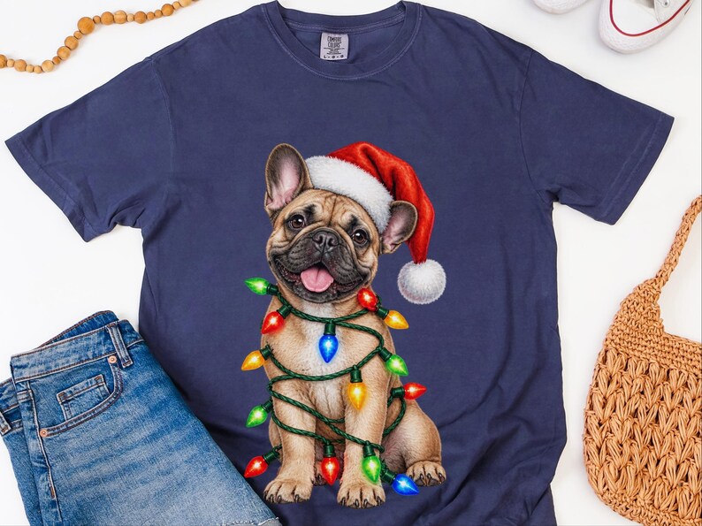 Christmas Dog Shirt, French Bulldog Christmas Gift, Holiday Dog Shirt, Frenchie Mom Sweatshirt, Christmas Pet Lover Tee image 3