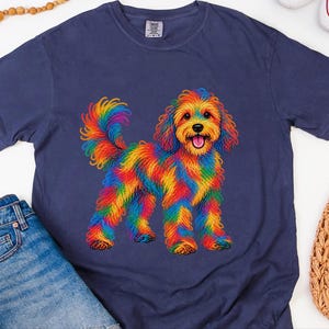 Cavapoo Shirt, Cavapoo Mom Gift, Colorful Dog Tee, Doodle Dog Art, Rainbow Puppy Graphic, Pet Lover Shirt image 7