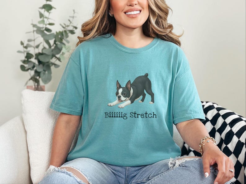 Comfort Colors Energetic Dog Biiiiig Stretch Boston Terrier Shirt, Funny Dog Lover Pet Owners Gift, Playful Boston Terrier Mom Tee image 2
