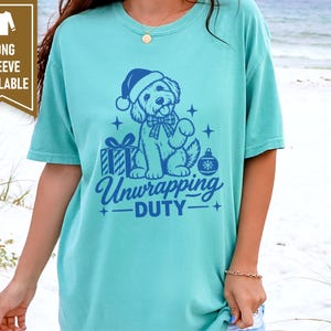Christmas Goldendoodle Shirt, Goldendoodle Christmas Gift, Dog Mom Holiday Tee, Unwrapping Duty Sweatshirt, Doodle Lover Present image 9