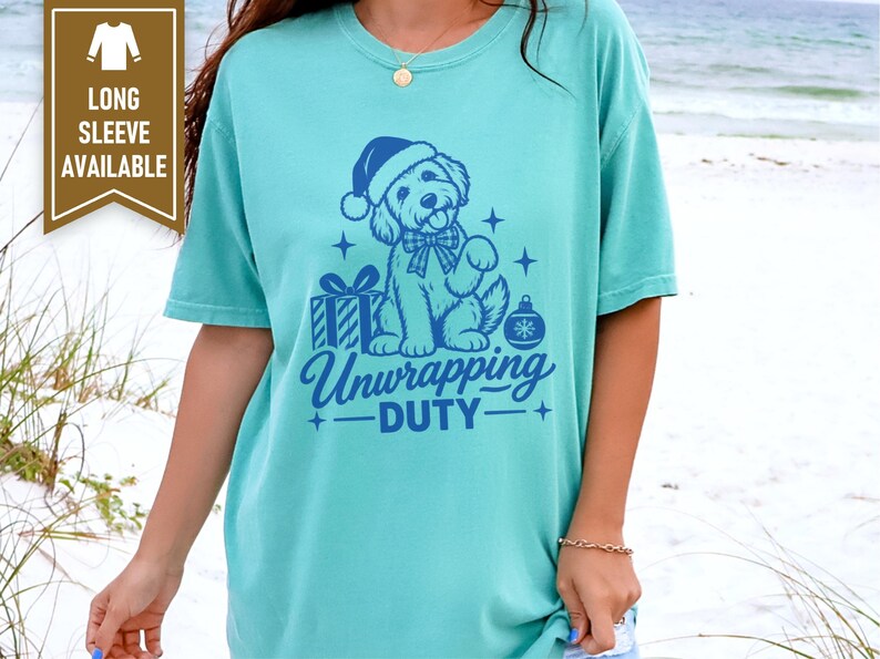 Christmas Goldendoodle Shirt, Goldendoodle Christmas Gift, Dog Mom Holiday Tee, Unwrapping Duty Sweatshirt, Doodle Lover Present image 9