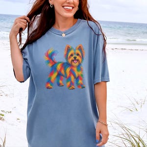 Yorkie Mom Shirt, Yorkie Lover Gift, Colorful Dog Tee, Yorkshire Dog Art, Puppy Graphic Tee, Dog Mom Sweatshirt image 4