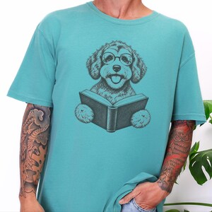 Schnoodle Reading Shirt, Bookish Dog Tee, Schnoodle Mom Gift, Dog Lover Book Shirt, Library Reader Tee image 6