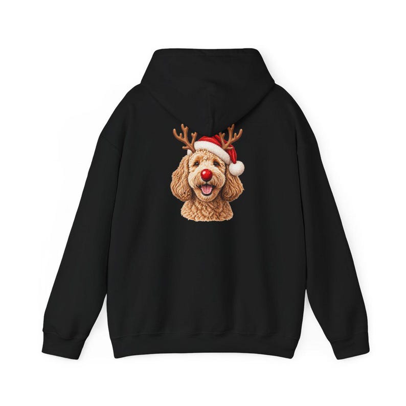 Christmas Goldendoodle Shirt, Goldendoodle Mom Gift, Holiday Dog Sweater, Rudolph Red Nose Doodle Crewneck, Festive Pet Lover Apparel image 11
