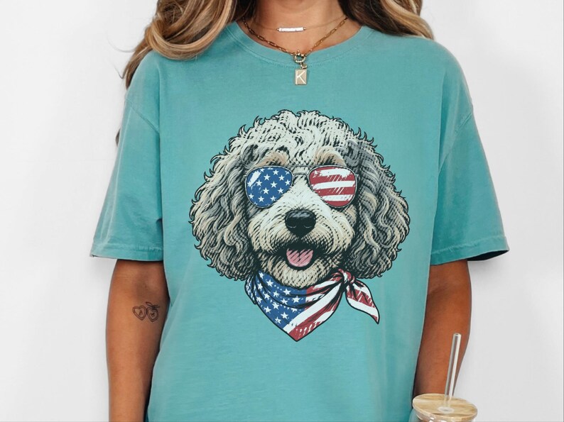 Comfort Colors Sheepadoodle Patriotic Sweatshirt, Independence Day Goldendoodle Sweatshirt, Fourth of July Sheepadoodle Shirt immagine 4
