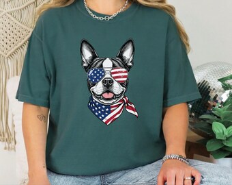 Comfort Colors Patriotic Boston Terrier Sunglasses