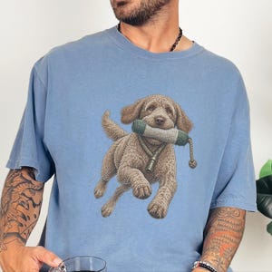 Labradoodle Shirt, Labradoodle Gift, Waterfowl Hunter, Hunting Dog Art, Outdoor Enthusiast, Duck Hunting Tee, Doodle Dog Dad Gift image 1