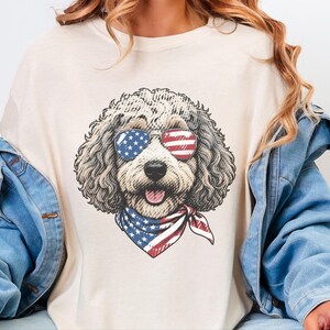 Comfort Colors Sheepadoodle Patriotic Sweatshirt, Independence Day Goldendoodle Sweatshirt, Fourth of July Sheepadoodle Shirt immagine 10
