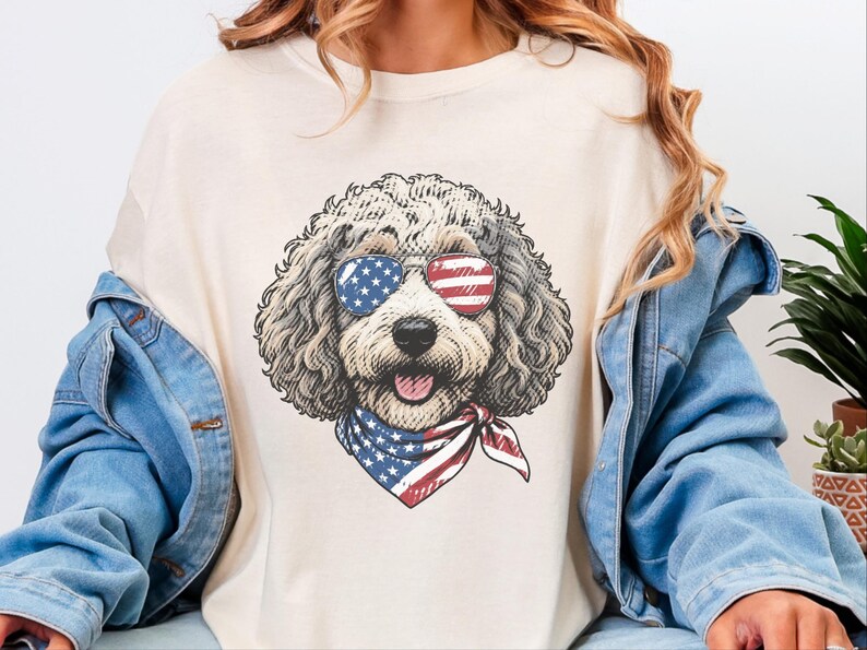 Comfort Colors Sheepadoodle Patriotic Sweatshirt, Independence Day Goldendoodle Sweatshirt, Fourth of July Sheepadoodle Shirt immagine 10