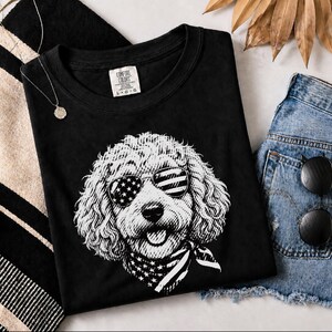 T-shirt Comfort Colors Goldendoodle patriotique, T-shirt Doodle pour la fête de l'Indépendance du 4 juillet, Haut pour propriétaire de chien rouge, blanc et bleu aux couleurs américaines image 10