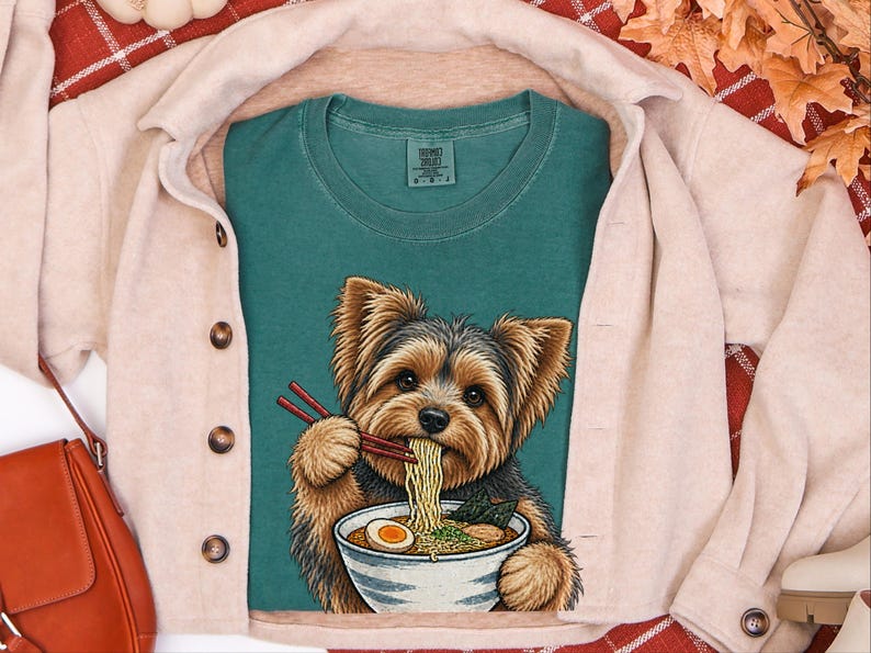 Yorkshire-Terrier-Shirt, Geschenk für Yorkshire-Terrier-Mama, Ramen-Liebhaber-Shirt, Shirt für japanisches Essen, Geschenk für Hundeliebhaber Bild 8