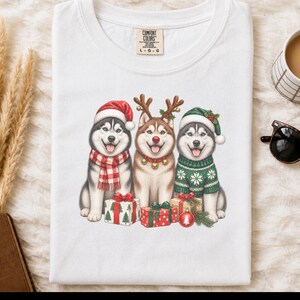 Husky Christmas Sweatshirt, Siberian Husky Holiday Gift, Dog Lover Winter Shirt, Festive Puppy Crewneck, Husky Mom Present