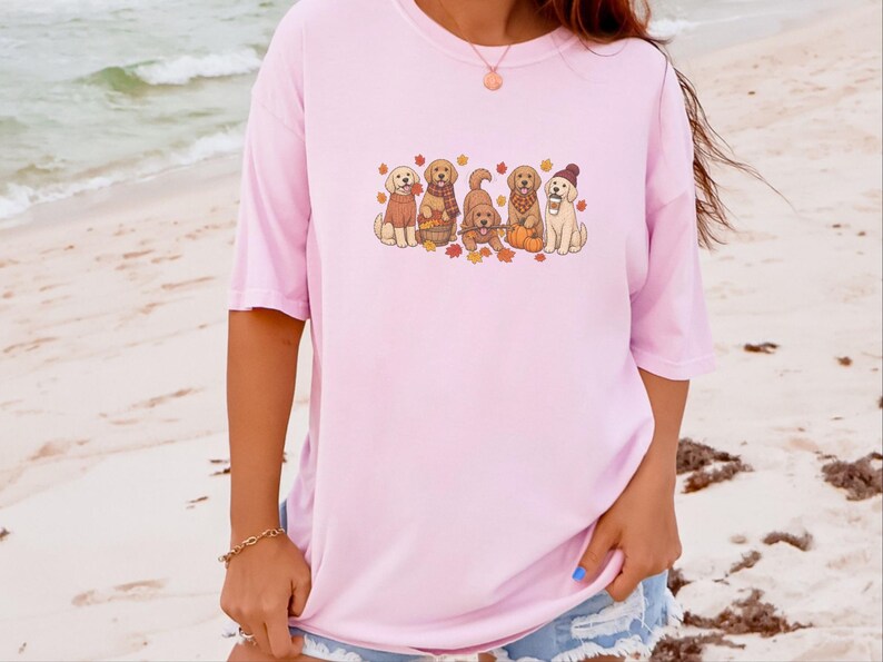 Herbst-Shirt mit Golden-Retriever-Motiv, Geschenk für Hundeliebhaber im Herbst, T-Shirt für Golden-Retriever-Mama, Sweatshirt mit Kürbismotiv, Kuschelige Kleidung für Welpen im Herbst Bild 8