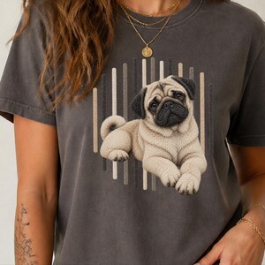 Camiseta de perro carlino, regalo para amantes de los carlinos, camiseta con estampado de cachorro adorable, camiseta para mamás carlinos, camiseta con retrato de perro, camiseta para papás carlinos, ropa para amantes de las mascotas imagen 10