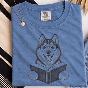 Husky Reading Shirt, Husky Dog Gift, Bookish Dog Tee, Dog Reading Shirt, Husky Mom Gift image 4