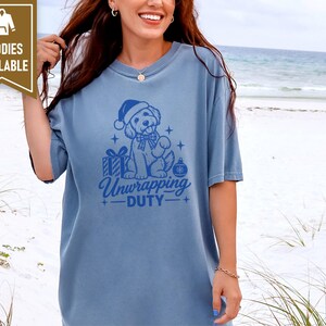 Christmas Goldendoodle Shirt, Goldendoodle Christmas Gift, Dog Mom Holiday Tee, Unwrapping Duty Sweatshirt, Doodle Lover Present image 8