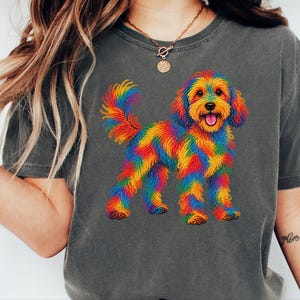 Cockapoo Shirt, Rainbow Dog Lover Gift, Colorful Puppy Tee, Doodle Mom Shirt, Dog Art Print image 5