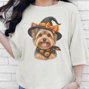 Yorkie Halloween Shirt, Yorkie Mom Gift, Witch Dog Shirt, Halloween Dog Shirt, Yorkie Lover Gift, Fall Dog Sweatshirt image 3