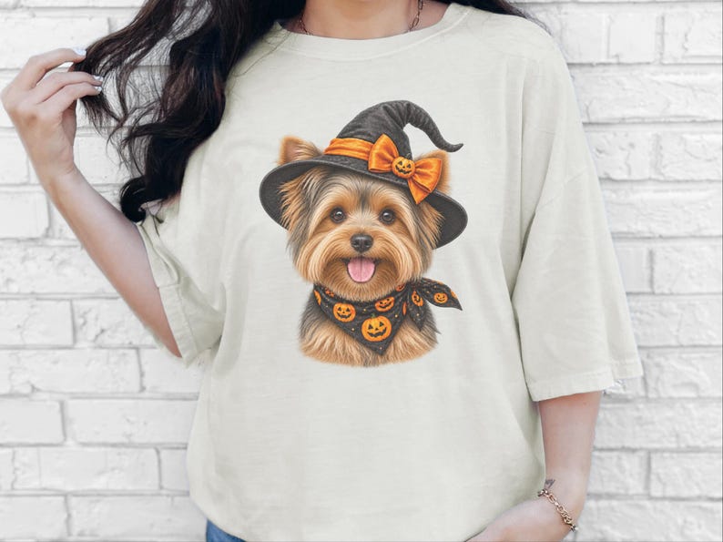 Yorkie Halloween Shirt, Yorkie Mom Gift, Witch Dog Shirt, Halloween Dog Shirt, Yorkie Lover Gift, Fall Dog Sweatshirt image 3