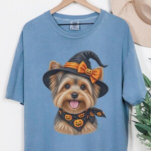 Yorkie Halloween Shirt, Yorkie Mom Gift, Witch Dog Shirt, Halloween Dog Shirt, Yorkie Lover Gift, Fall Dog Sweatshirt image 2