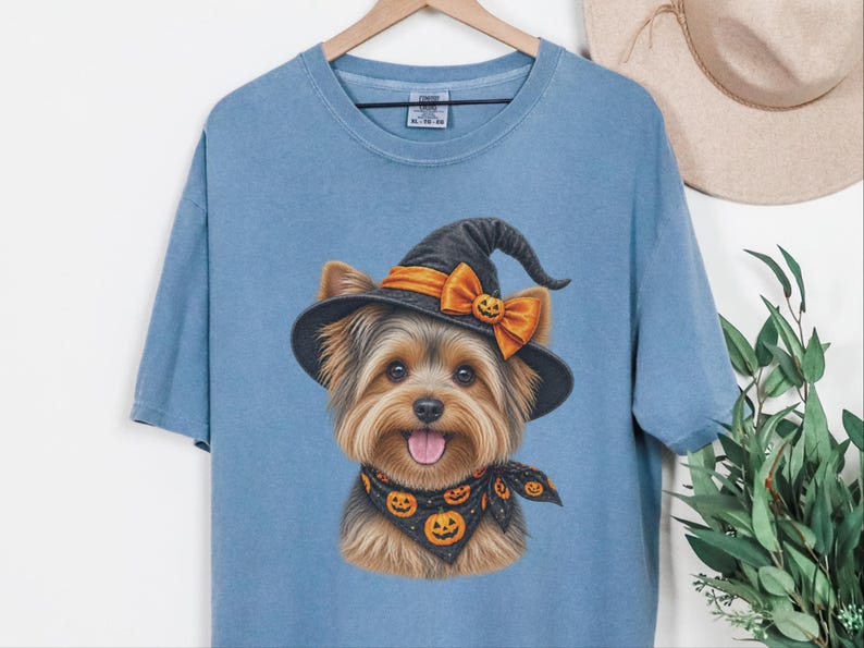 Yorkie Halloween Shirt, Yorkie Mom Gift, Witch Dog Shirt, Halloween Dog Shirt, Yorkie Lover Gift, Fall Dog Sweatshirt image 2