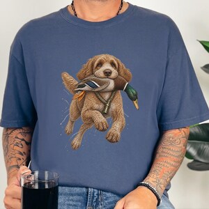Duck Hunter Shirt, Cockapoo Dog Lover Gift, Waterfowl Hunting Tee, Mallard Duck Art, Outdoorsman Apparel image 7