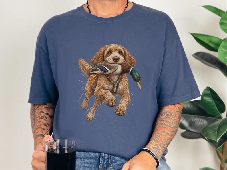 Duck Hunter Shirt, Cockapoo Dog Lover Gift, Waterfowl Hunting Tee, Mallard Duck Art, Outdoorsman Apparel image 7