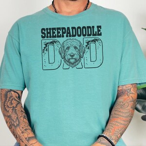 Comfort Colors Sheepadoodle Dad Tshirt for Men, Personalized Pet Portrait Tee, Funny Retro Dog Owner Apparel, Funny Graphic Tee image 5