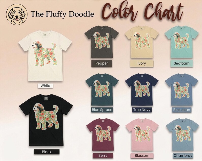 Comfort Colors Bernedoodle T-shirt, bloemensilhouet, cadeau voor hondenliefhebbers, T-shirt, tuinkunst voor hondenmoeders en -vaders, botanische huisdiereigenaar, Bernedoodle T-shirt afbeelding 8