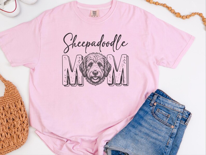 Comfort Colors Sheepadoodle Mom 1717 Tee, Doodle Mama Gift, Sheepadoodle Lover Gift, Retro Dog Shirt, New Dog Mom Gift, Doodle Dog Art image 6