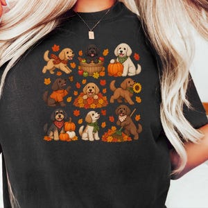 Cockapoo Fall Shirt, Pumpkin Dog Gift, Autumn Puppy Tee, Doodle Dog Lover Shirt, Fall Pet Owner Shirt image 3