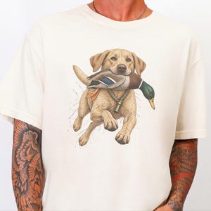 Yellow Lab Gift, Duck Hunting Shirt, Waterfowl Hunter Tee, Labrador Retriever Art, Bird Dog Shirt, Vintage Hunting Gift For Men image 8