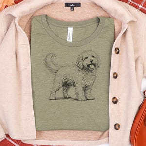 Golden Doodle Shirt and Canine Gift, Golden Doodle Sketch Custom Pet Art, Dog Mama Dad Apparel, Labradoodle Lover., Goldendoodle Shirt image 5