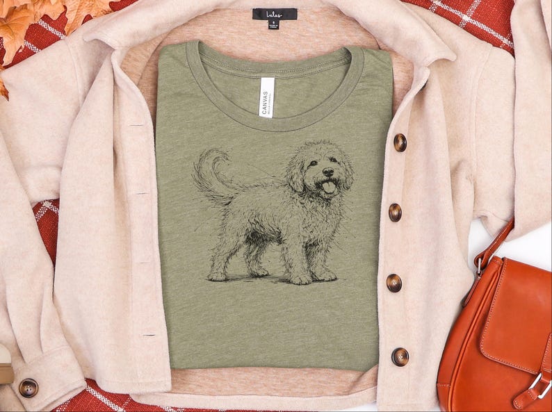 Golden Doodle Shirt and Canine Gift, Golden Doodle Sketch Custom Pet Art, Dog Mama Dad Apparel, Labradoodle Lover., Goldendoodle Shirt image 5