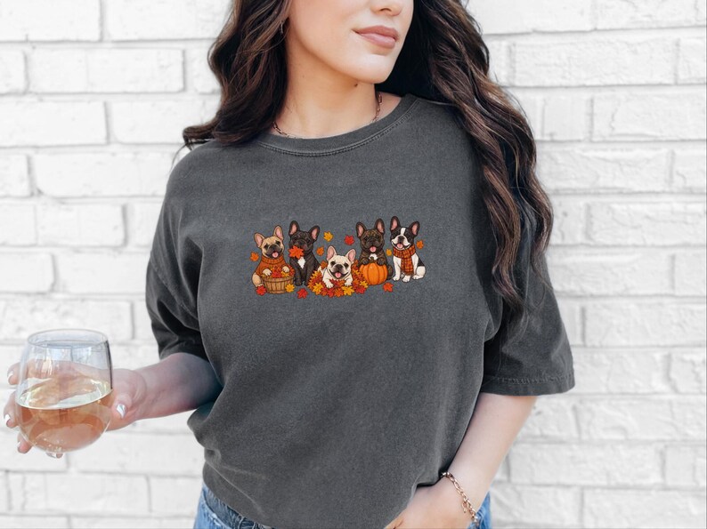 Frenchie Dog Shirt, Fall French Bulldog Gift, Cute Puppy Tee, French Bulldog Mama Shirt, Autumn Dog Lover Sweatshirt image 8