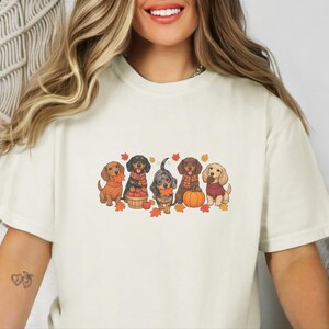 Dachshund Fall Shirt, Autumn Dog Lover Gift, Wiener Dog Sweater, Cute Fall Doxie Tee, Sausage Dog Fall Shirt imagen 7