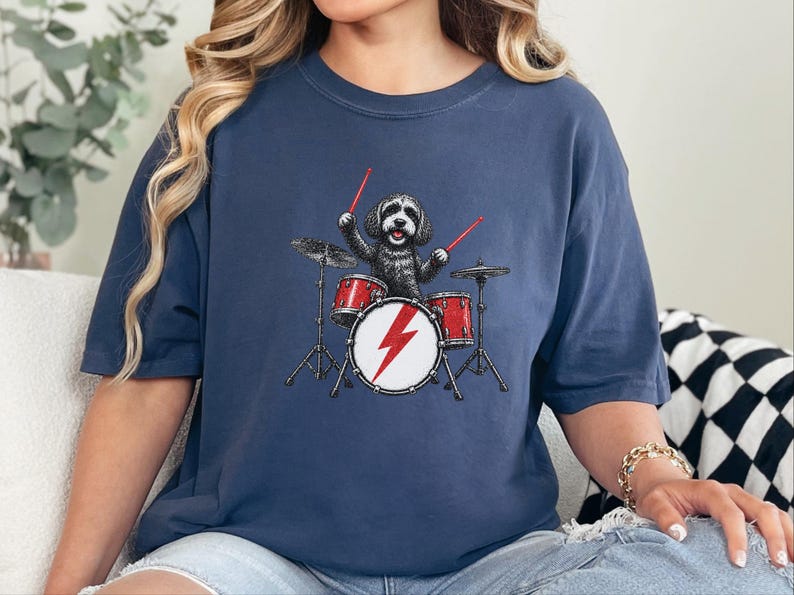 Camiseta de baterista Cockapoo, presente para amante de rock, camiseta de bateria, presente para pai de Cockapoo, camiseta de músico de rock imagem 6