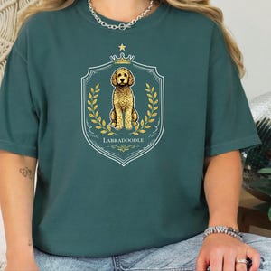 Comfort Colors Labradoodle Dog Gift, Royal Crest Shirt, Doodle Mom Apparel, Regal Pet Portrait, Tee, Dog Shirt for Women, Regal Pet Art image 8