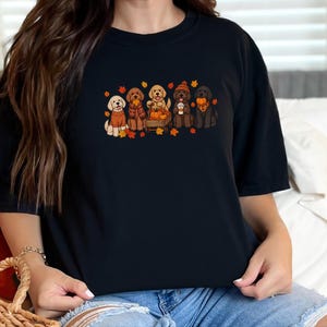 Camiseta de otoño para labradoodles, regalo para amantes de los perros en otoño, sudadera acogedora de la temporada de calabazas, camiseta para mamás de labradoodles imagen 9