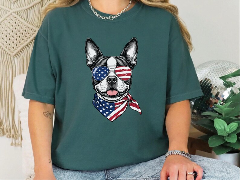 Comfort Colors Patriotic Boston Terrier Sunglasses image 1