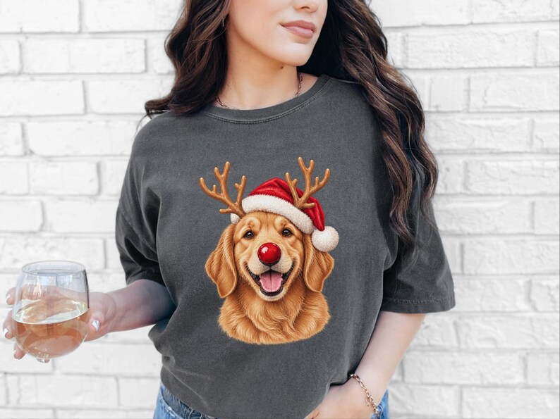 Weihnachtsshirt mit Golden Retriever-Motiv, festliches Hunde-Sweatshirt, Geschenk für Golden-Retriever-Mamas, Pullover mit Welpen-Ausschnitt, Weihnachtsshirt für Hundeliebhaber Bild 8