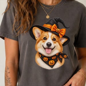 Corgi Halloween Tee, Dog Mom Fall Gift, Spooky Corgi Shirt, Halloween Dog Lover, Corgi Dad Present image 1