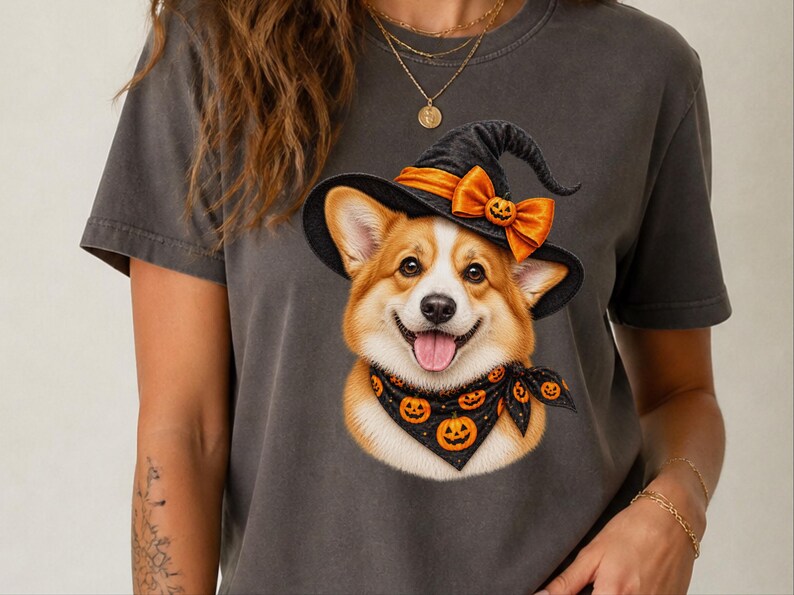Corgi Halloween Tee, Dog Mom Fall Gift, Spooky Corgi Shirt, Halloween Dog Lover, Corgi Dad Present image 1