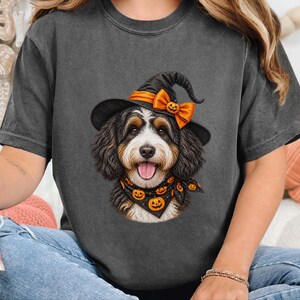 Bernedoodle Dog Halloween Shirt, Bernedoodle Mom Gift, Witch Dog Shirt, Spooky Dog Mom, Halloween Dog Lover Gift image 1