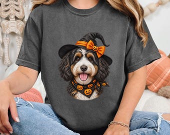 Bernedoodle Dog Halloween Shirt, Bernedoodle Mom Gift, Witch Dog Shirt, Spooky Dog Mom, Halloween Dog Lover Gift