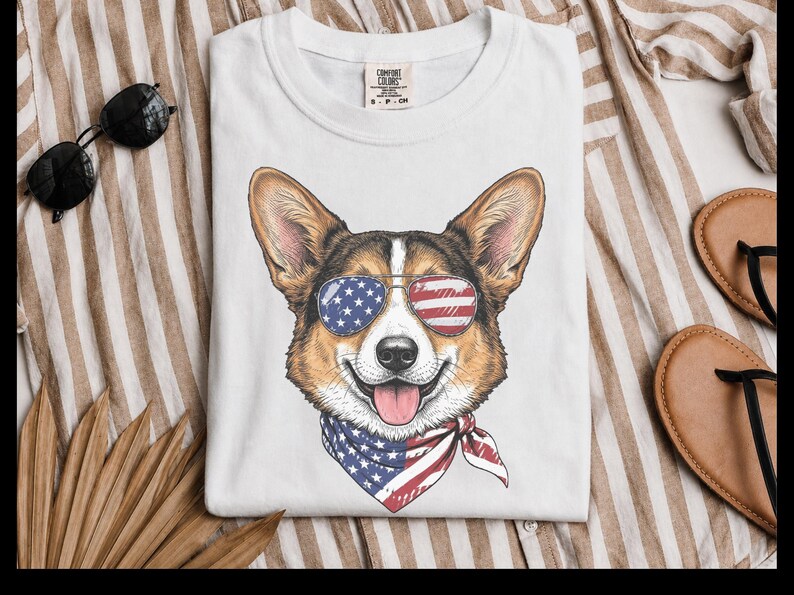 Comfort Colors Patriotic Pembroke Welsh Corgi Mom T-Shirt, Independence Day American Dog Lover Tee, USA 250th Anniversary Corgi Dad Graphic image 10