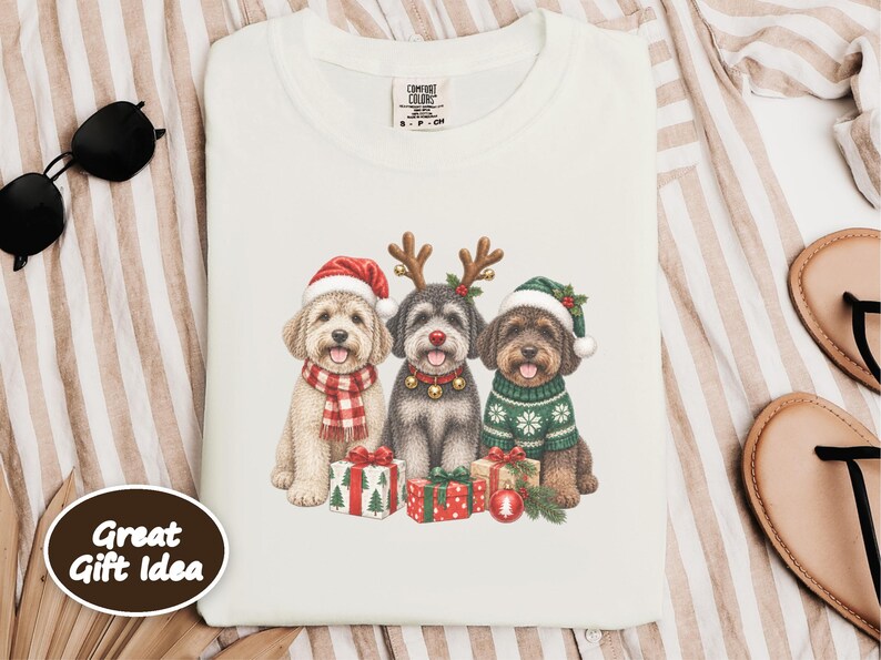 Christmas Schnoodle Sweatshirt, Schnoodle Mom Gift, Festive Dog Crewneck, Holiday Pet Lover Shirt, Schnoodle Dad Present image 9